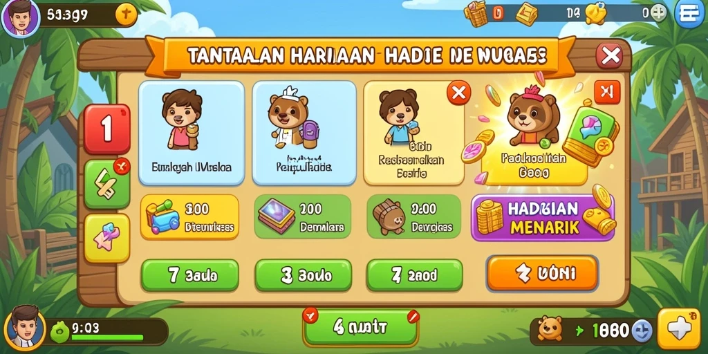 Karakter menarik dengan desain yang colorful.